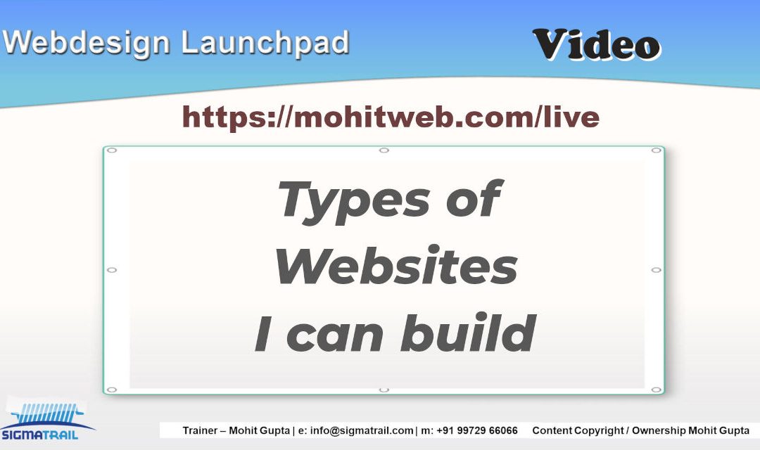 Video – Types of Websites I can build